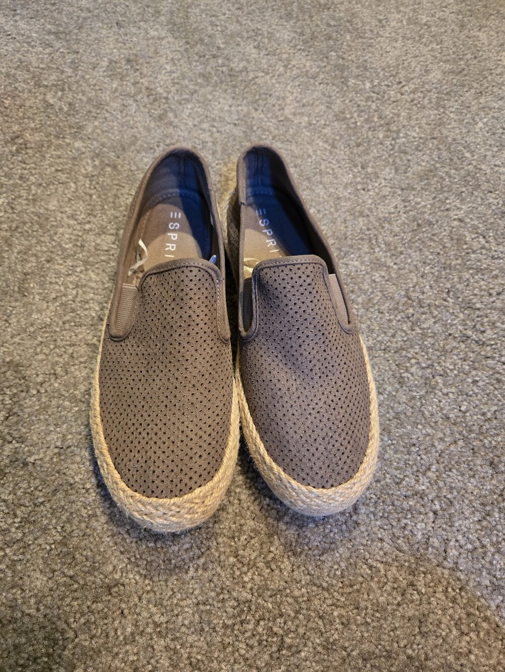 Esprit Women's Taupe Perforated Slip-On Espadrilles 8m
